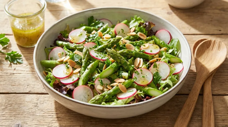 Frühlingssalat mit Spargel und Radieschen