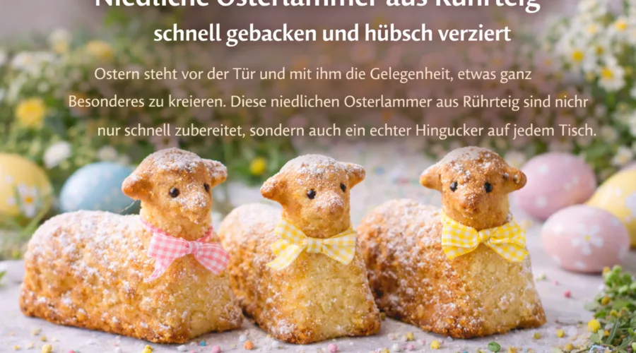 Niedliche Osterlämmer aus Rührteig