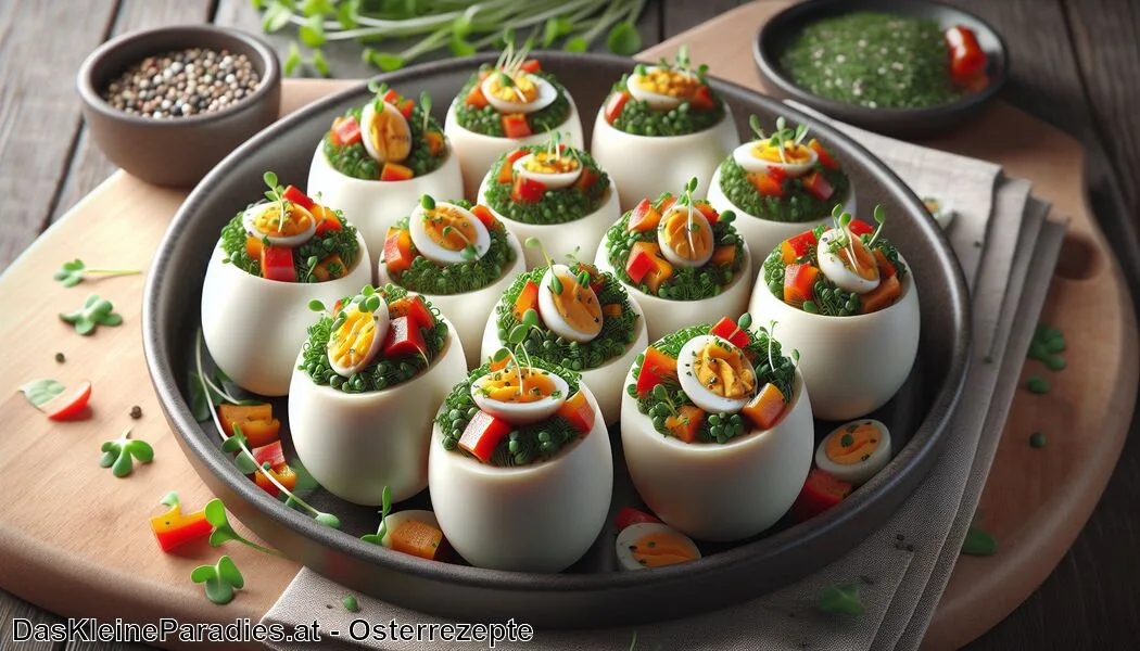 Gefüllte Eier mit Kresse und Paprika - Paradies